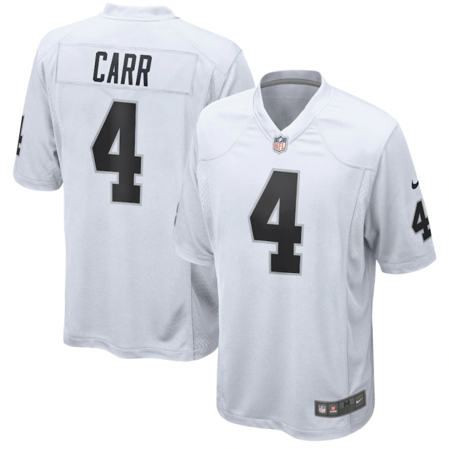 mens las vegas raiders derek carr nike white game jersey